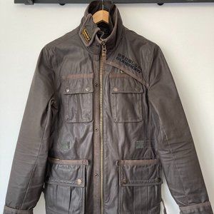 Mens SUPERDRY BLACK LABEL Blackhawk Motorcycle Waxed Cotton Jacket